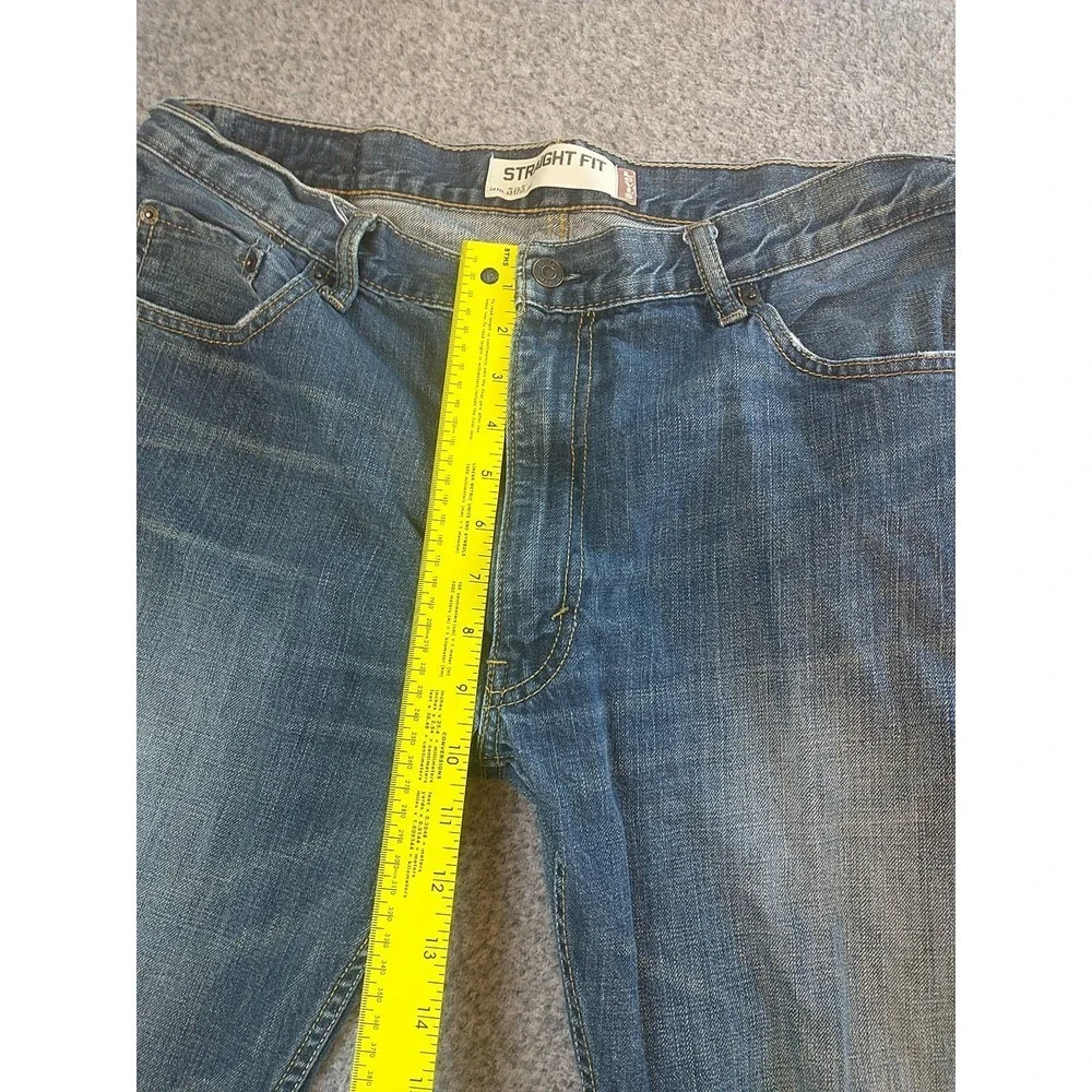 Levis 505 Straight Fit Mens Jean Medium Wash Blue Denim 34x29 5-Pocket Whiskered